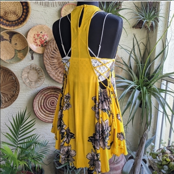 Free People M Paint The Sun Slip Yellow Mini Dress - Picture 3 of 16